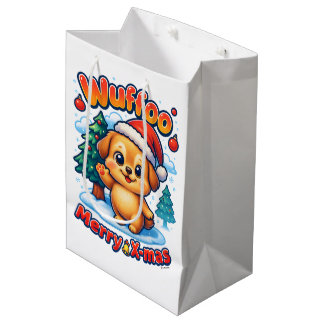 Wuffoo Roony Merry X-mas Kawaii 3D Holiday Medium Gift Bag
