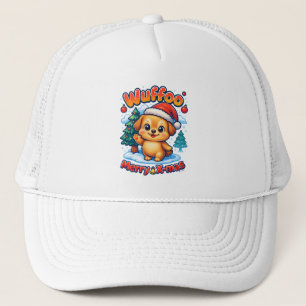 Wuffoo Roony Merry X-mas Kawaii 3D Holiday Trucker Hat