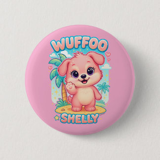 Wuffoo Shelly Kawaii Puppy Tropical Island 6 Cm Round Badge