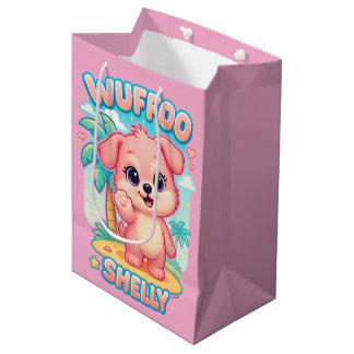 Wuffoo Shelly Kawaii Puppy Tropical Island Medium Gift Bag