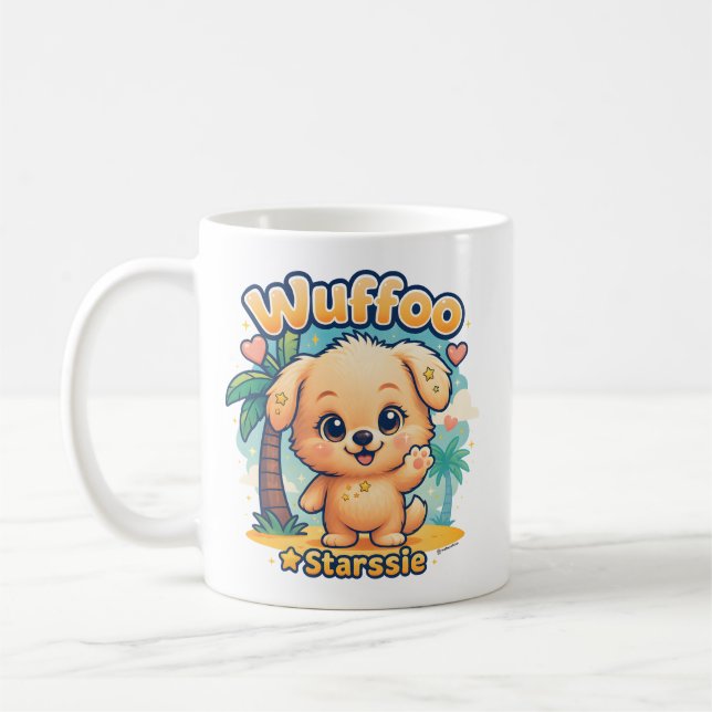 Wuffoo Starssie Kawaii Puppy Tropical Island Coffee Mug (Left)
