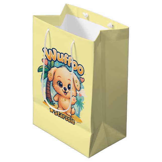 Wuffoo Starssie Kawaii Puppy Tropical Island Medium Gift Bag (Front Angled)