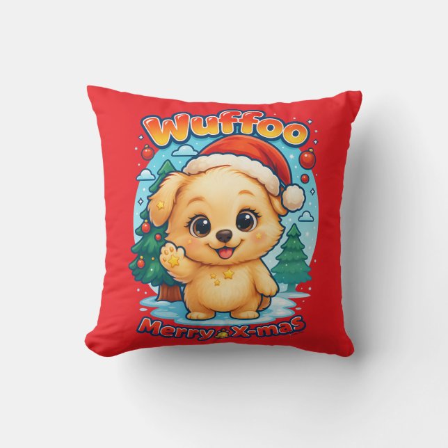 Wuffoo Starssie Merry X-mas Kawaii 3D Holiday Cushion (Front)