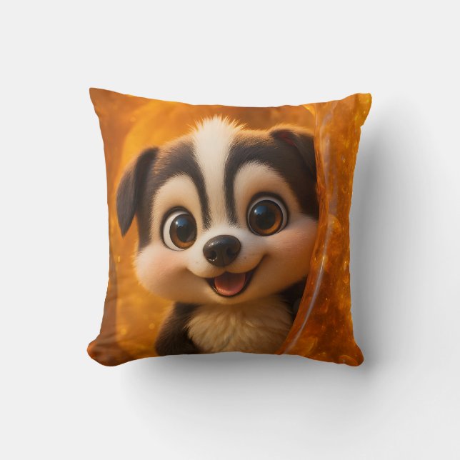 Wuffoo Surffie Cute Kawaii Puppy Amber Cushion (Front)