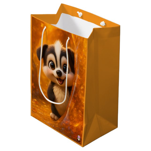 Wuffoo Surffie Cute Kawaii Puppy Amber Medium Gift Bag (Front Angled)