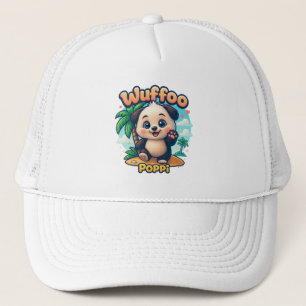 Wuffoo Surffie Cute Kawaii Puppy Tropical Island  Trucker Hat