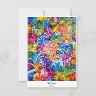 Wuhan China City Map Thank You Card