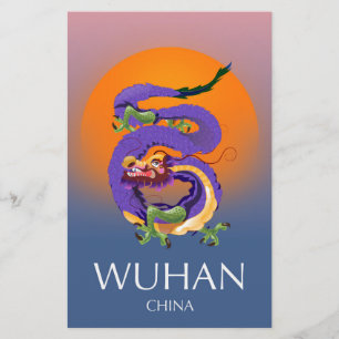 Wuhan China Dragon travel poster Stationery