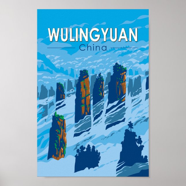 Wulingyuan Scenic Area China Travel Art Vintage Poster (Front)