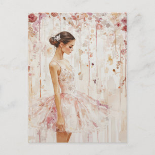 Wunderschöne Aquarell Ballerina im Tutu Postcard