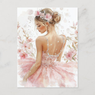 Wunderschöne Aquarell Ballerina im Tutu  Postcard