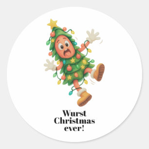 Wurst Christmas ever! Funny Salami Classic Round Sticker
