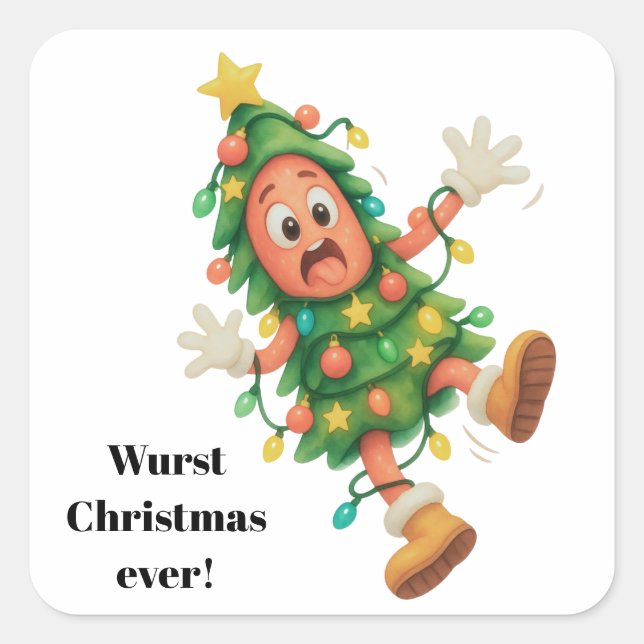 Wurst Christmas ever! Funny  Salami  Square Sticker (Front)