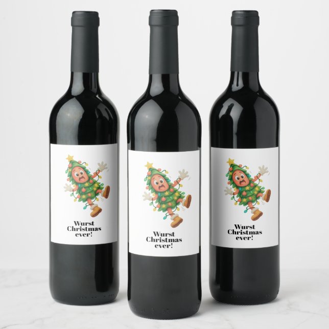 Wurst Christmas ever! Funny  Salami  Wine Label (Bottles)