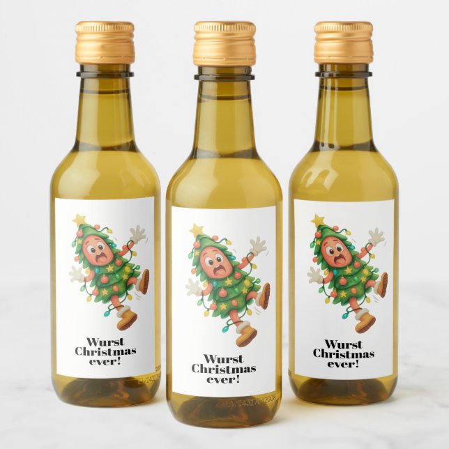 Wurst Christmas ever! Funny  Salami  Wine Label (Bottles)