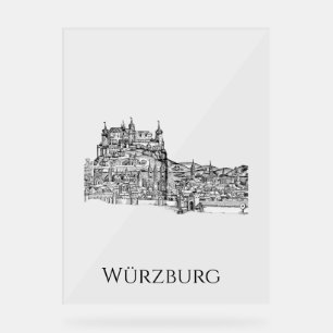 Würzburg Bavaria Cityscape Minimalist Line Art Acrylic Sign