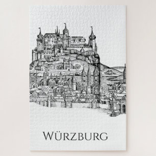Würzburg Bavaria Cityscape Minimalist Line Art Jigsaw Puzzle
