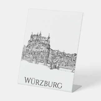 Würzburg Bavaria Cityscape Minimalist Line Art Pedestal Sign