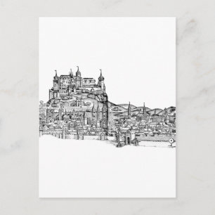 Würzburg Bavaria Cityscape Minimalist Line Art Postcard