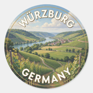 Würzburg Germany Franconian Scenic Landscape Classic Round Sticker