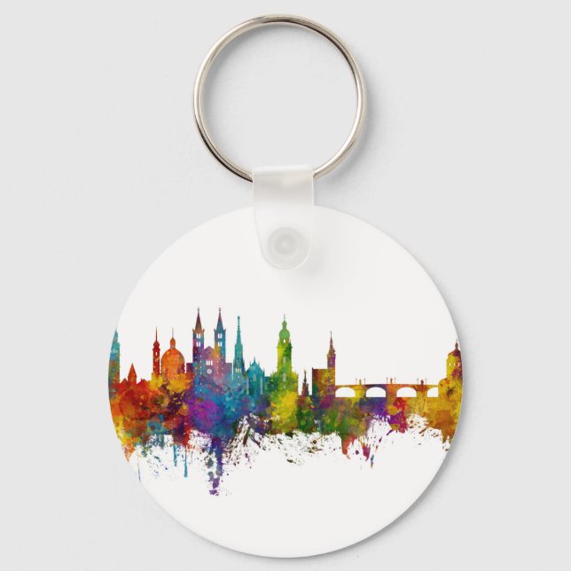 Würzburg Germany Skyline Key Ring (Front)