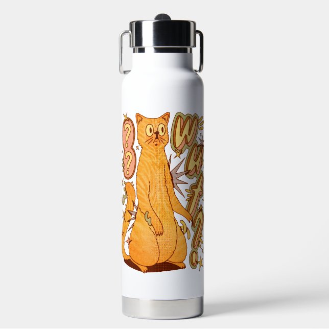 Wut? / An Orange Cat Illustration Water Bottle (Front)
