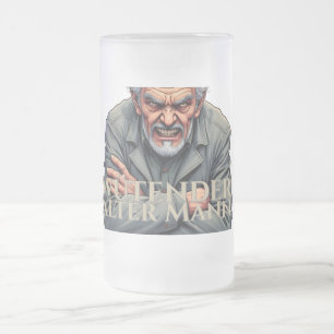 Wütender Alter Mann – Cartoon-Illustration Frosted Glass Beer Mug