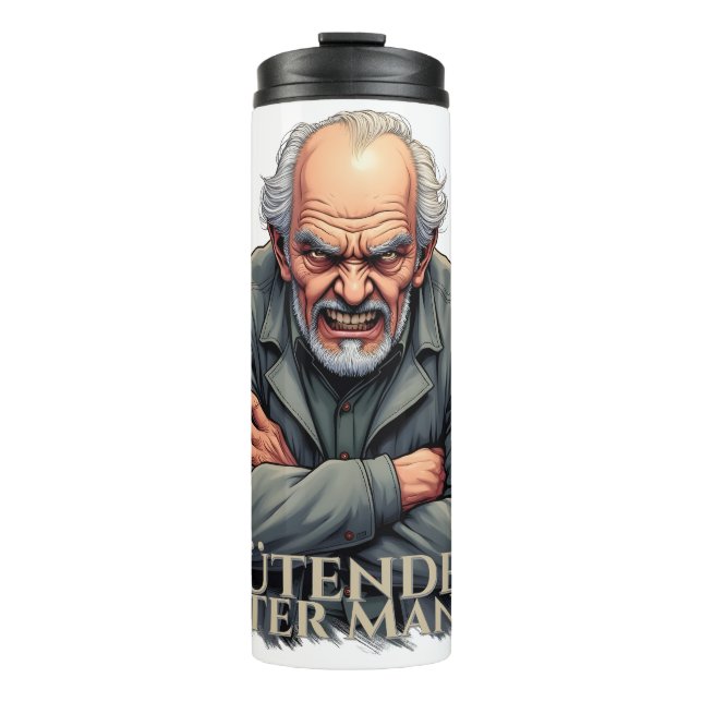 Wütender Alter Mann – Cartoon-Illustration Thermal Tumbler (Front)