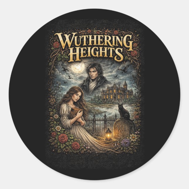 Wuthering Heights Classic Round Sticker (Front)
