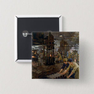 WW1 1918 Women Working at a Munitions a Factory  15 Cm Square Badge