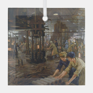 WW1 1918 Women Working at a Munitions a Factory  Glass Tree Decoration