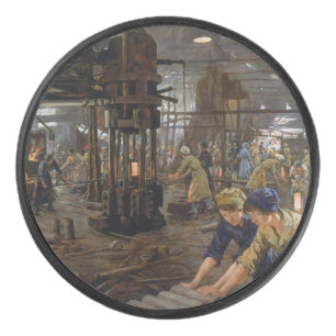 WW1 1918 Women Working at a Munitions a Factory Hockey Puck