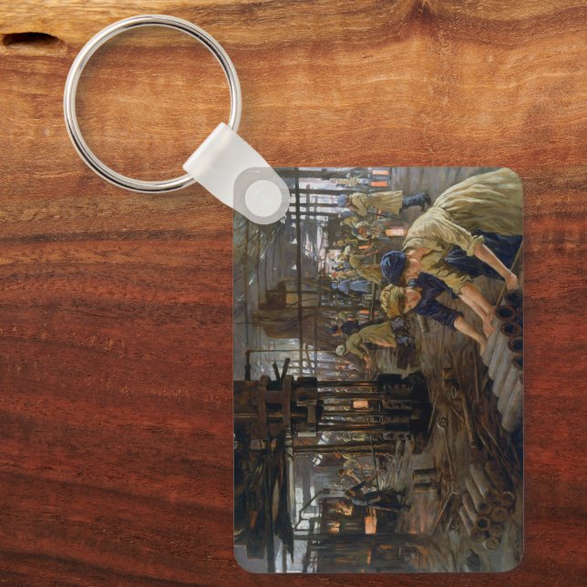 WW1 1918 Women Working at a Munitions a Factory  Key Ring (Front)
