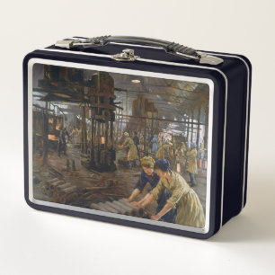 WW1 1918 Women Working at a Munitions a Factory Metal Lunch Box