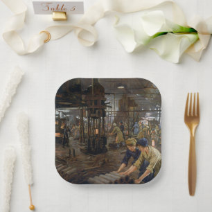 WW1 1918 Women Working at a Munitions a Factory Paper Plate