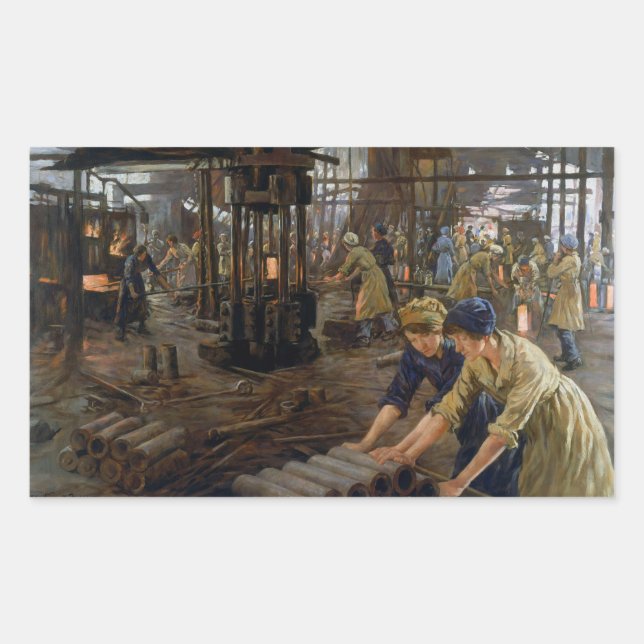 WW1 1918 Women Working at a Munitions a Factory  Rectangular Sticker (Front)
