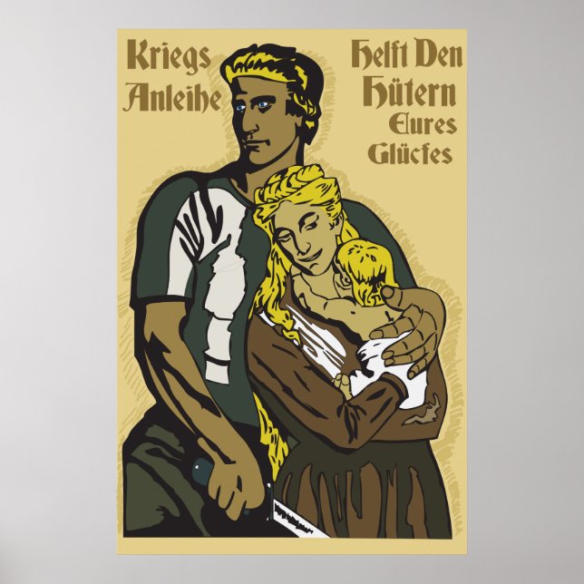WW1 German Poster Kriegsanleihe, helft den Hütern (Front)