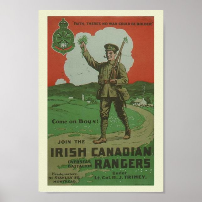 WW1 Irish Canadian Rangers Poster (Front)