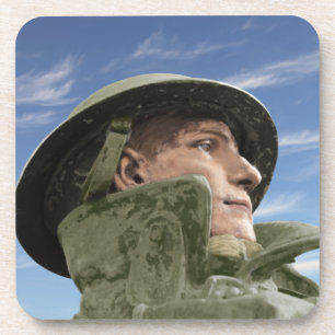 WW1 Soldier in Trench Coat and Helmet Coaster