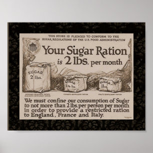 WW1 Sugar Ration Vintage Poster