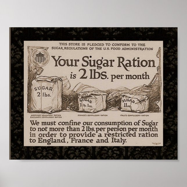 WW1 Sugar Ration Vintage Poster (Front)