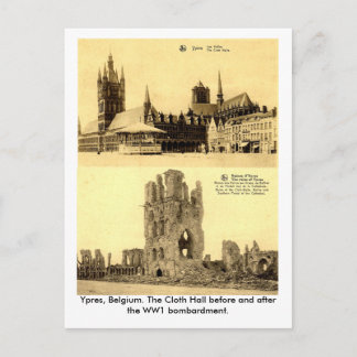 WW1 - Ypres, the Cloth Hall Postcard