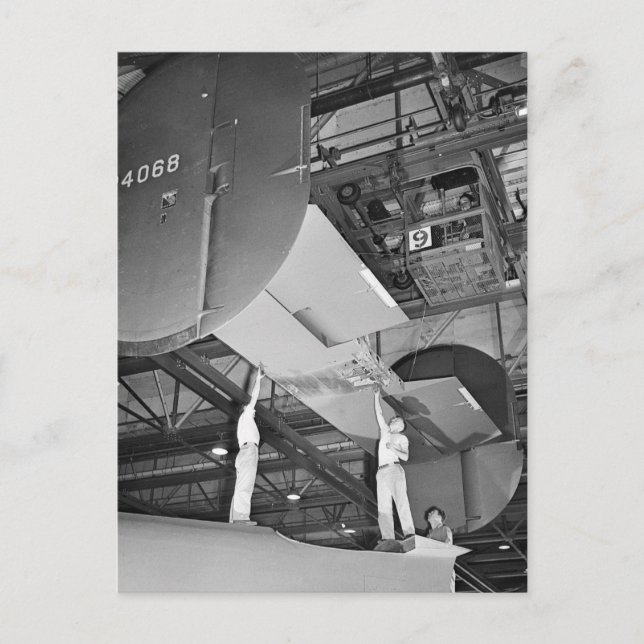 WW2 Aeroplane Factory, 1940s Postcard (Front)
