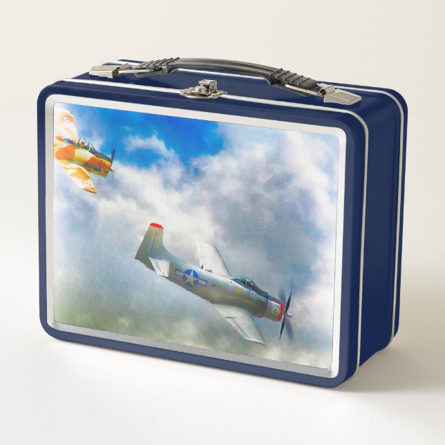 WW2 Aircraft AIR FORCE RAIDERS Metal Lunch Box (Front)