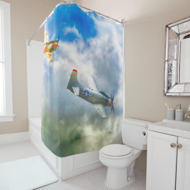 WW2 Aircraft AIR FORCE RAIDERS Shower Curtain (In Situ)