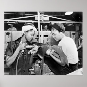 WW2 Aircraft Factory, 1940s Poster