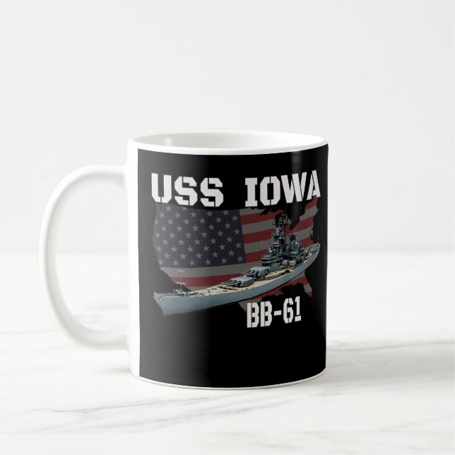 WW2 American Battleship USS Iowa Warship BB-61 Vet Coffee Mug (Left)
