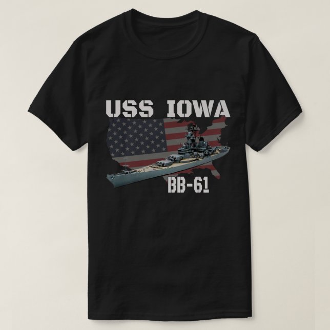 WW2 American Battleship USS Iowa Warship BB-61 Vet T-Shirt (Design Front)