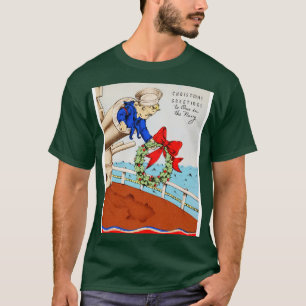 WW2 American Navy Funny Sailor Boy Christmas Ship T-Shirt