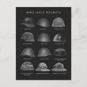 WW2 - Axis Helmets  Postcard